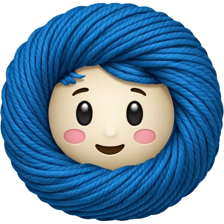 Rolled Yarn Ball blue  emoji