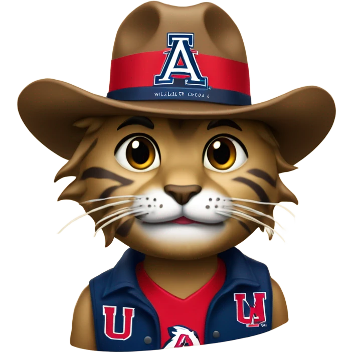 U of a wilber wildcats with cowboy hat on with logo emoji