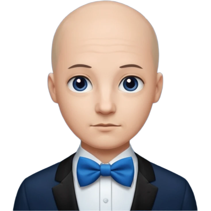 Bald with blue bow tie, midnight balck dress emoji