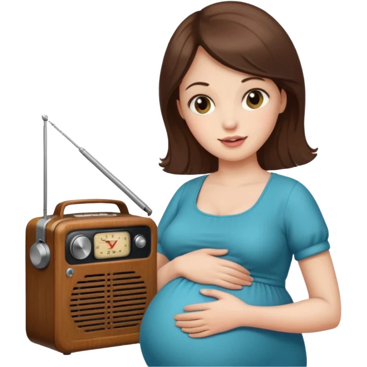Pregnant woman holding opregnsnt radio emoji