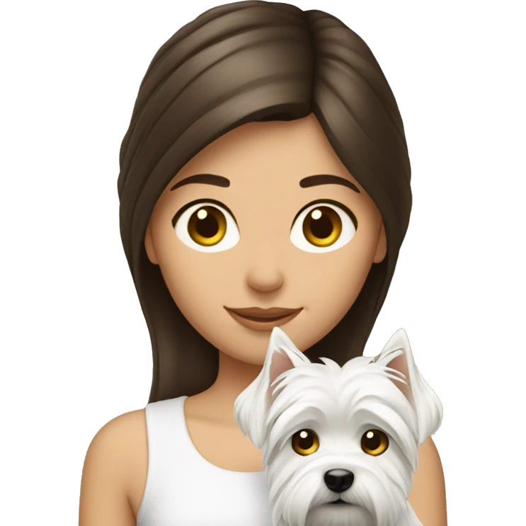Brunette girl with westie emoji