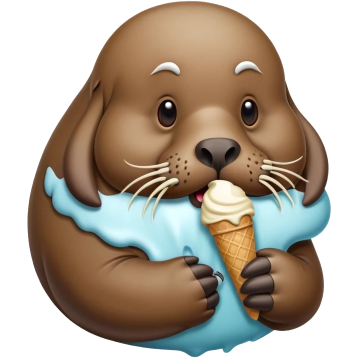 Ice cream eating walrus  emoji