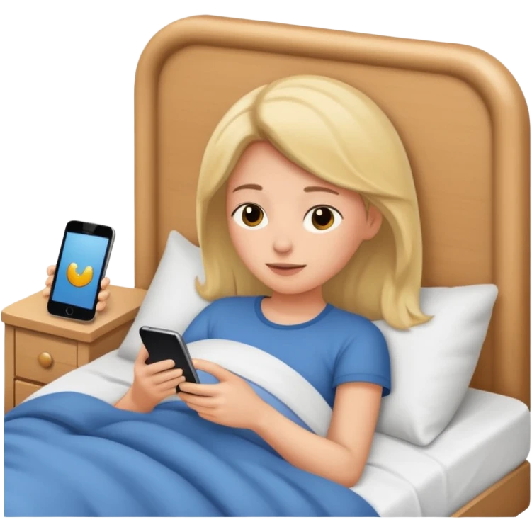 
emoticon of lying in bed and looking at phone emoji