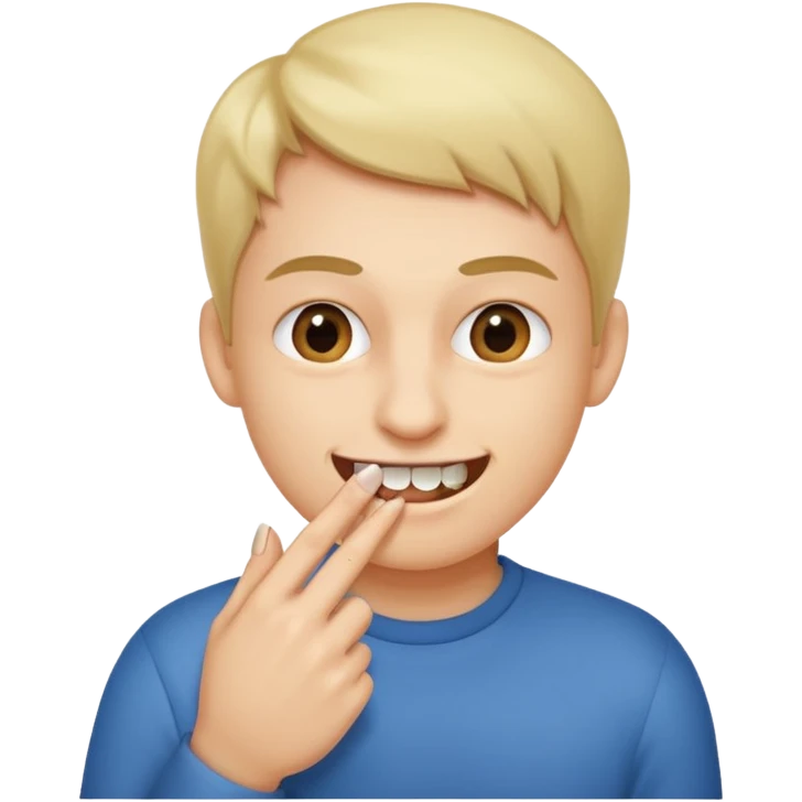 Emoji gêne et content qui mort un seule ongle Et on voit un peu ses dents plus flatter  emoji