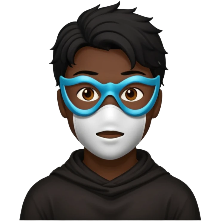 man soldier with black hair and wearing mask emoji