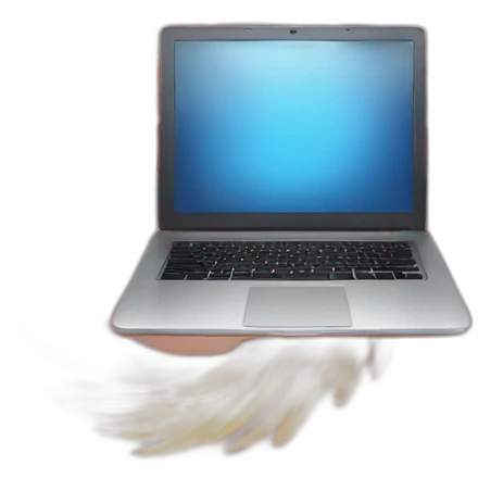 a phoenix with wide wings in front of a laptop emoji