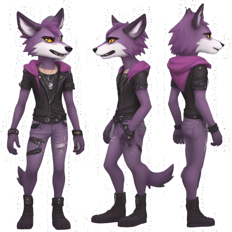 Anthro Punk Wolf Full body emoji