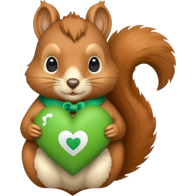 Squirrel in a heart with a green mental Health Awearness ribbon emoji