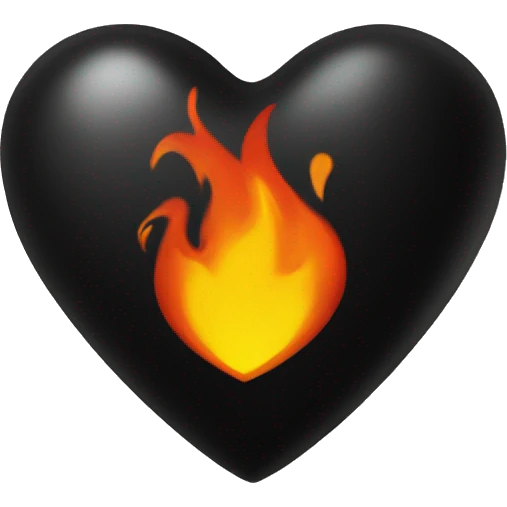 black heart with fire emoji