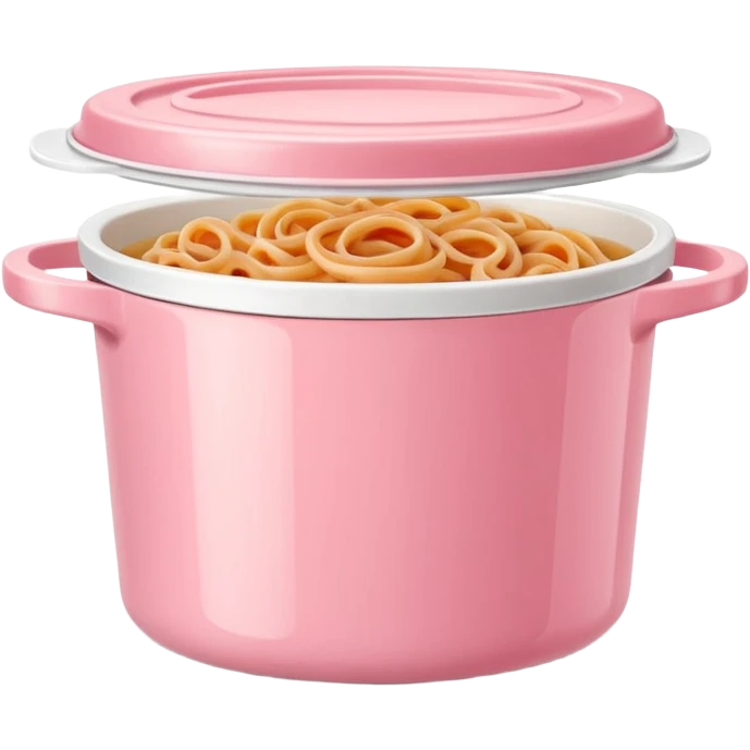 pastel pink food container with bolognese pasta inside emoji