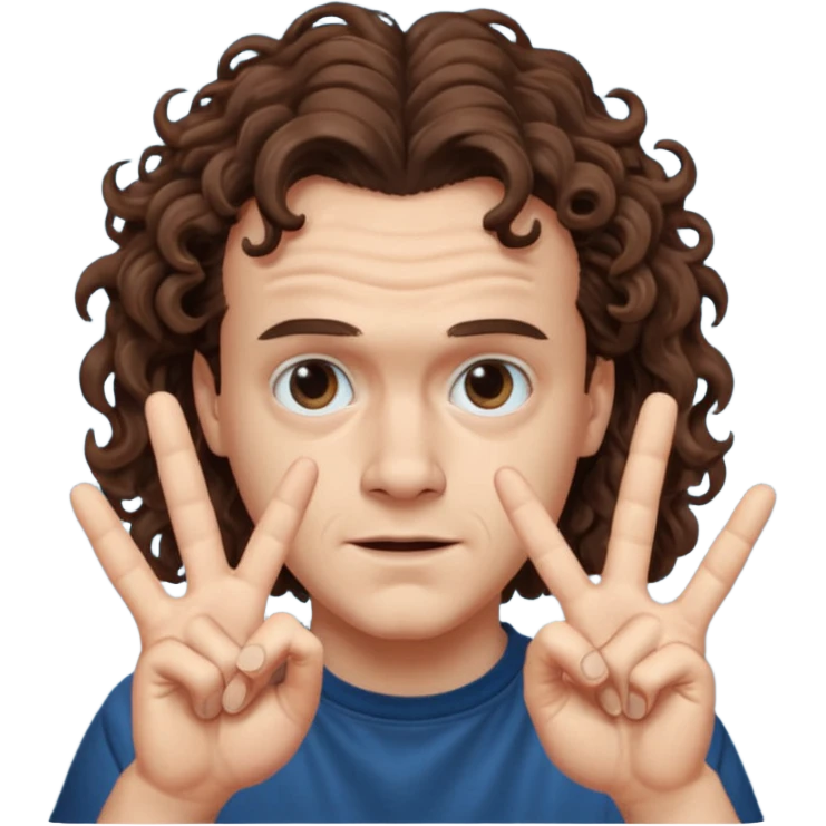 Eddie the freak from stranger things with his iconic hand sign like this 🤟 behind his head emoji