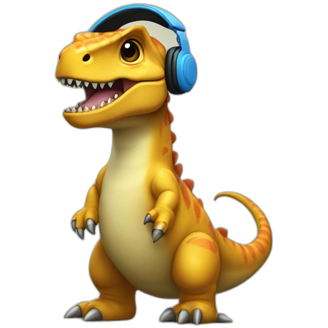 dyranosaurus rex wearing headphones emoji