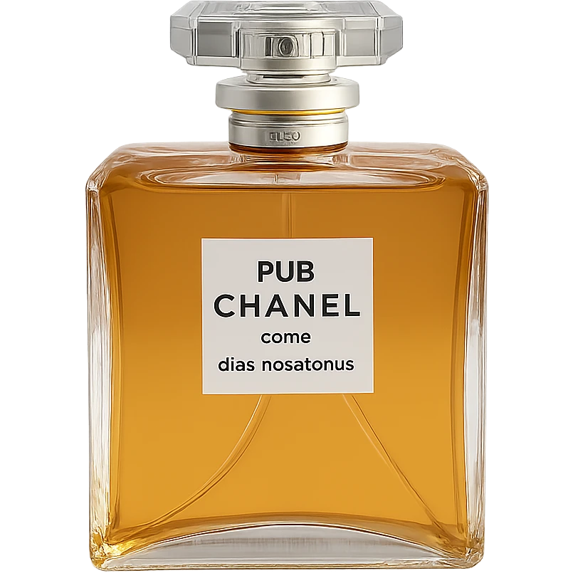 Remove the background, keep only the realistic Chanel perfume bottle with gold accents, preserving glass and gold details, on a transparent background. emoji