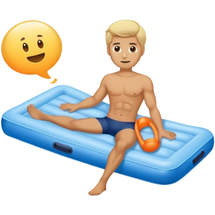 A guy with blond hair with an air mattress emoji