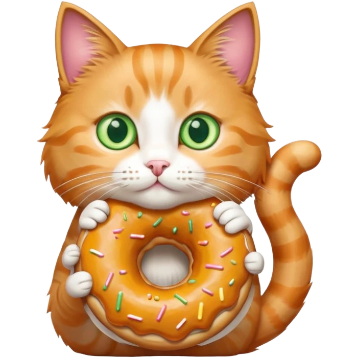 Cat holding a golden donut  emoji