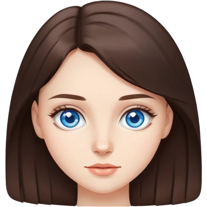 Pretty brunette girl, blue eyes emoji