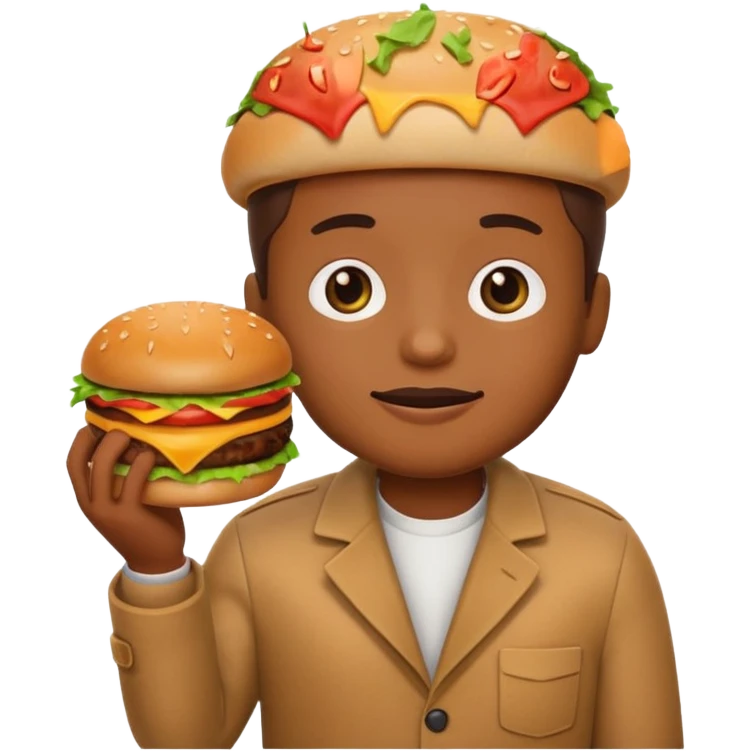 pleading emoji holding burger emoji