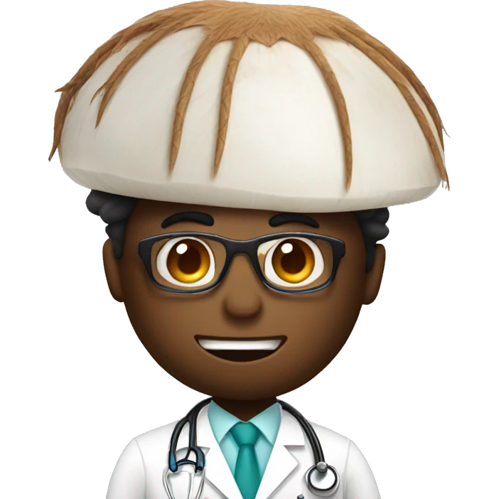 coconut dressed as a medical doctor emoji