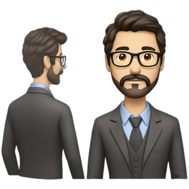 man medium length dark brown hair with glasses beard and moustache emoji