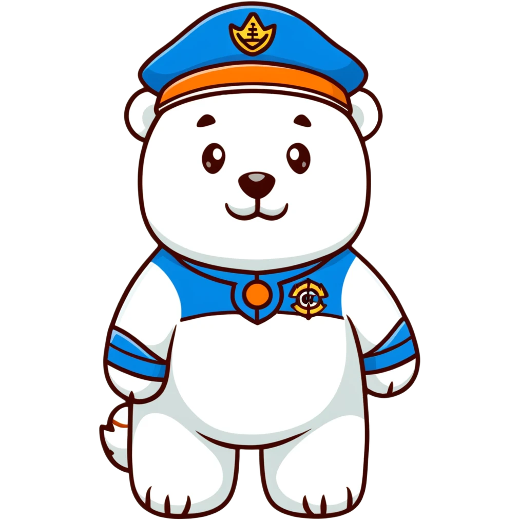 Polar bear captain with blue uniform and captain's hat, Captain Barnacles from Octonauts emoji