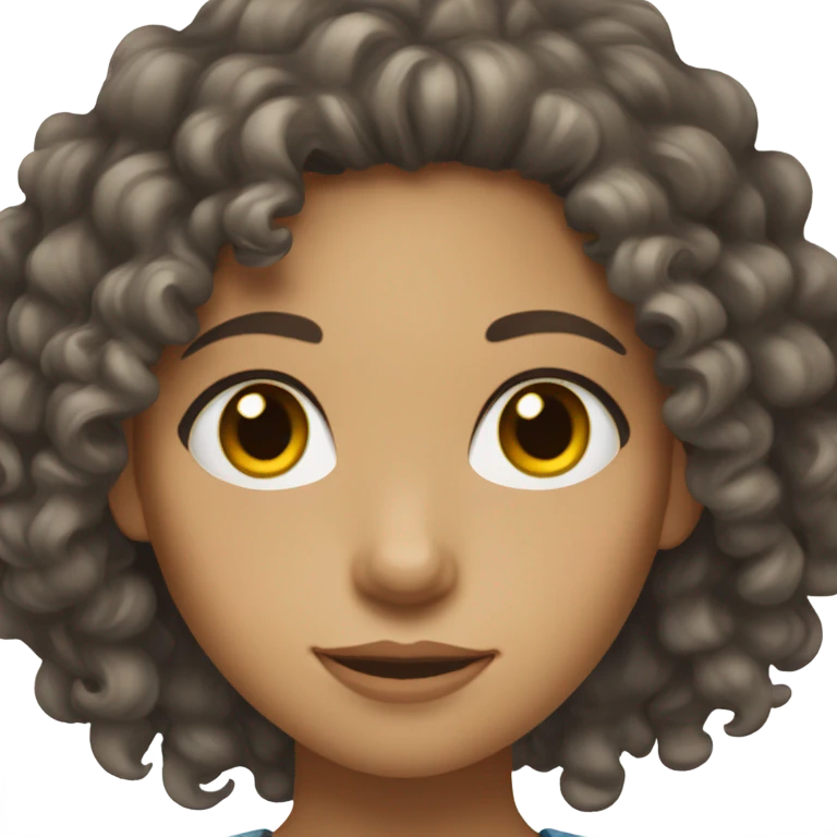 ligthskin girl with dark brown eyes and medium length curly hair emoji