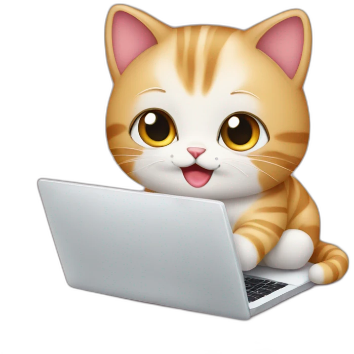 cat cute baby doing software on laptop emoji