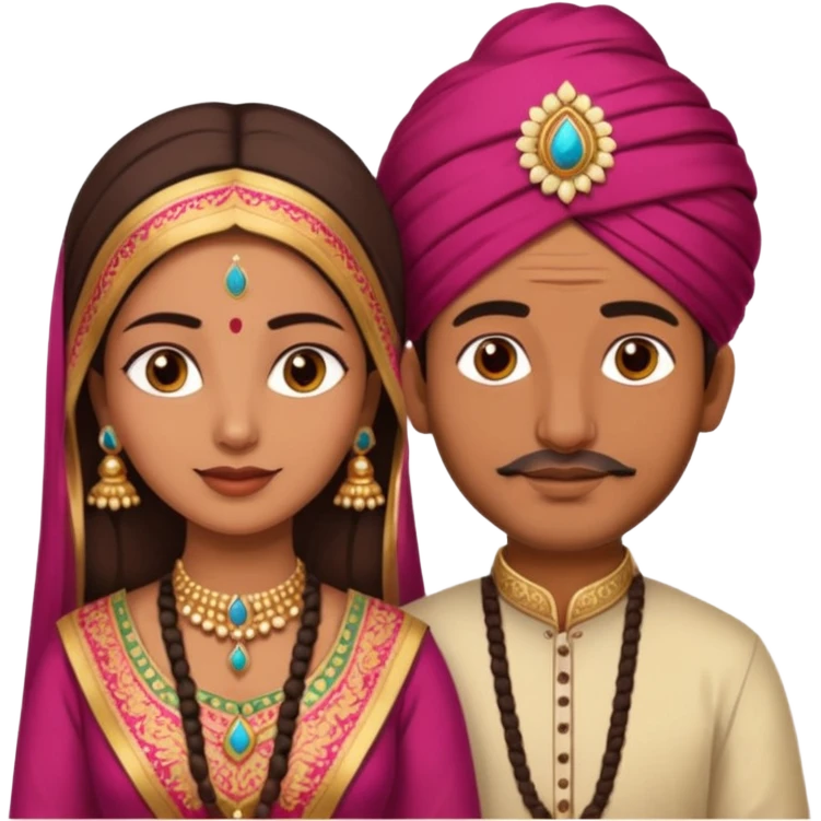 Brown colored Indian Husband with wheatish colored Indian wife emoji