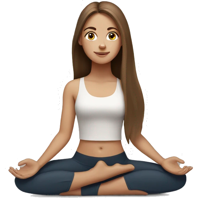 White girl long brown hair doing yoga  emoji