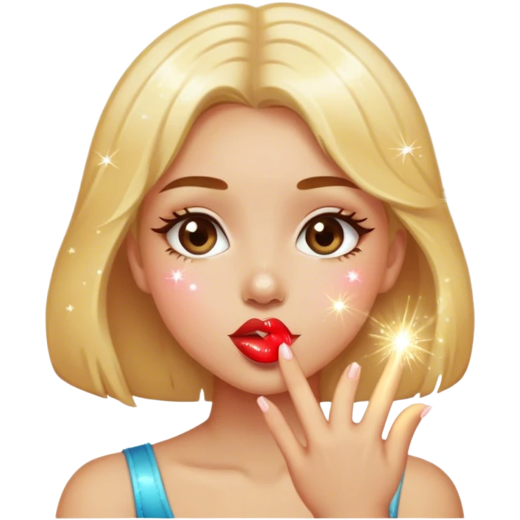 Girl sending a kiss with sparkles  emoji