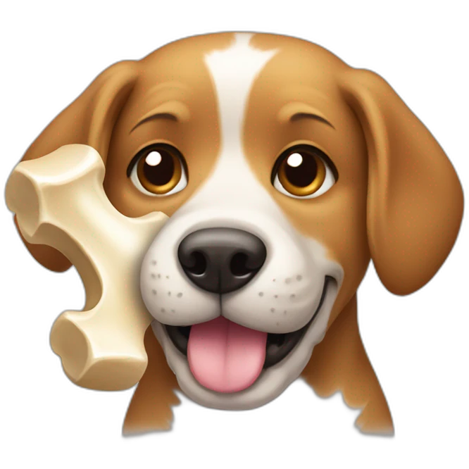 dog with bone blushing emoji
