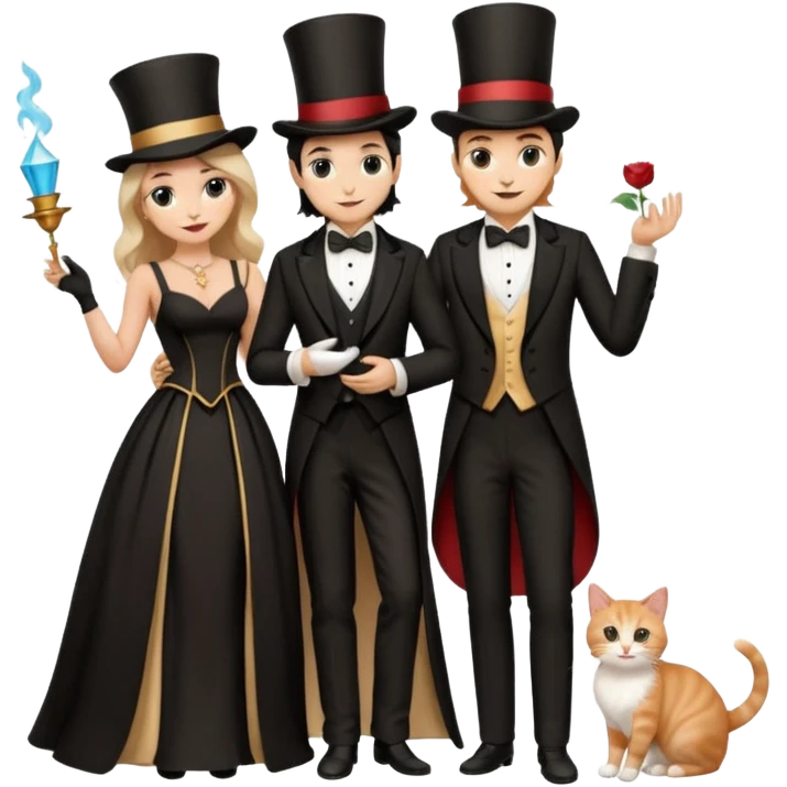 magician couple and their pet cat emoji