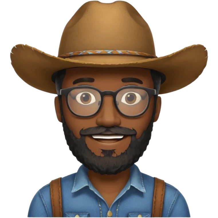 bearded black cowboy with glasses emoji