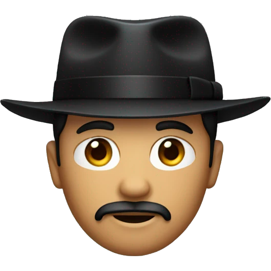 Red man with black fedora and black goatee emoji