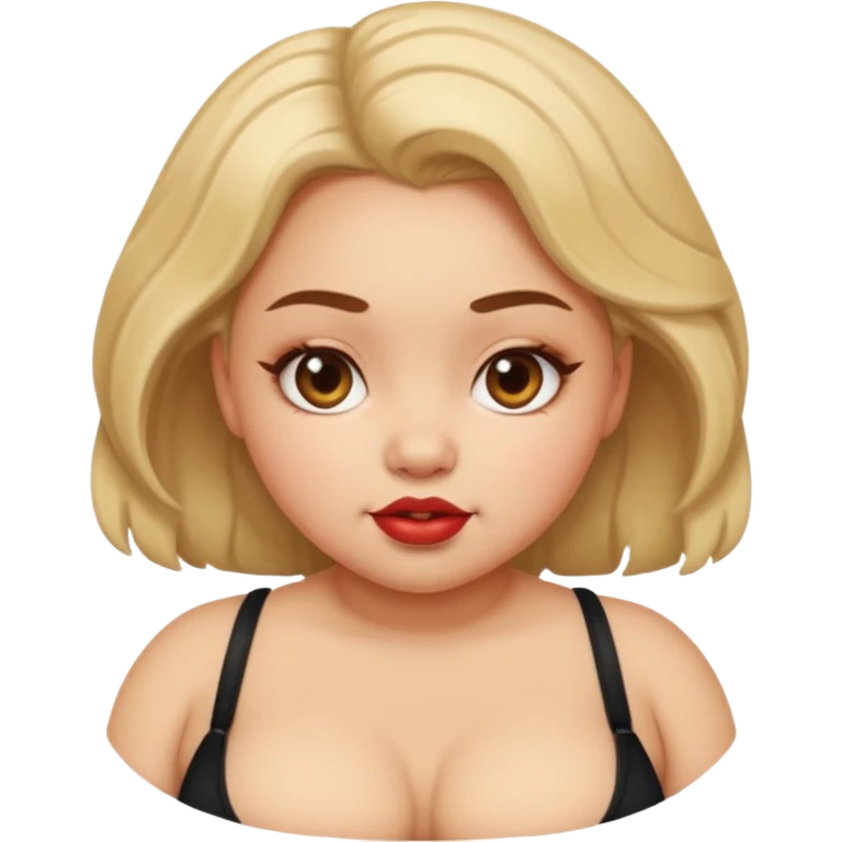 a girl face with kinky, horny, seductive expressions. the face will be round and chubby emoji