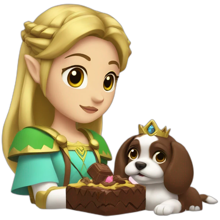Princess Zelda with chocolate puppie emoji