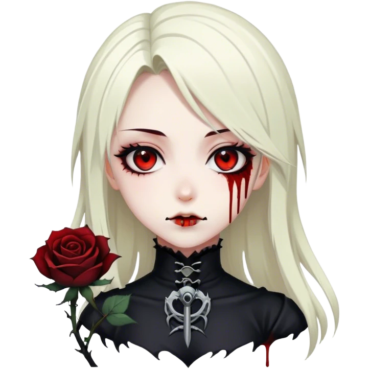 Bloody black rose anime gothic beautiful gorgeous cool edgy lady emoji