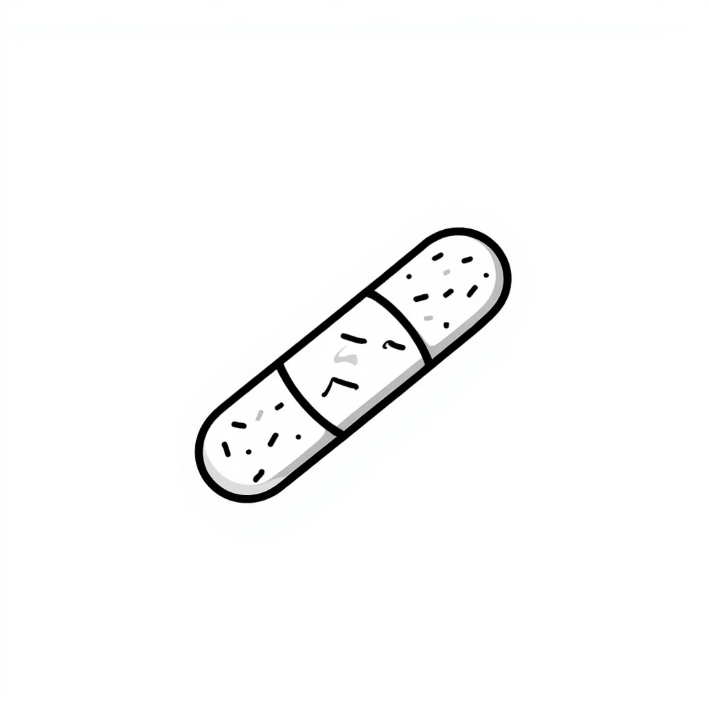 bandage, hand-drawn look, black doodle style emoji