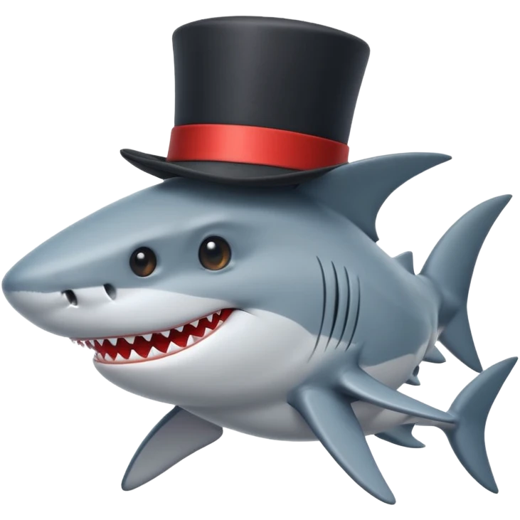 Shark with a top hat emoji