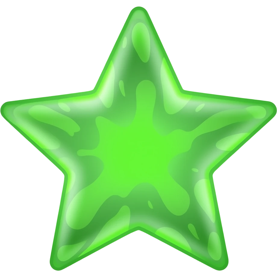 Green Neon Star  realistic 2d splat emoji