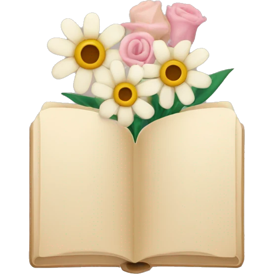 beige books and flowers emoji