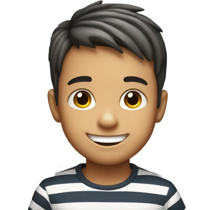 smiling boy in striped shirt emoji