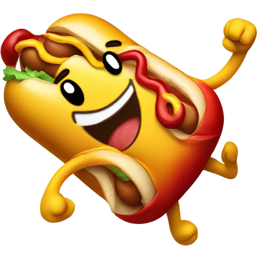 Hotdog cartoon man with boxing gloves on emoji