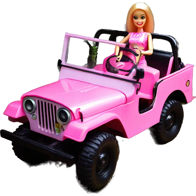 jungle tour Barbie 1973 Willy’s pearly pink cj  jeep with installed winch  emoji