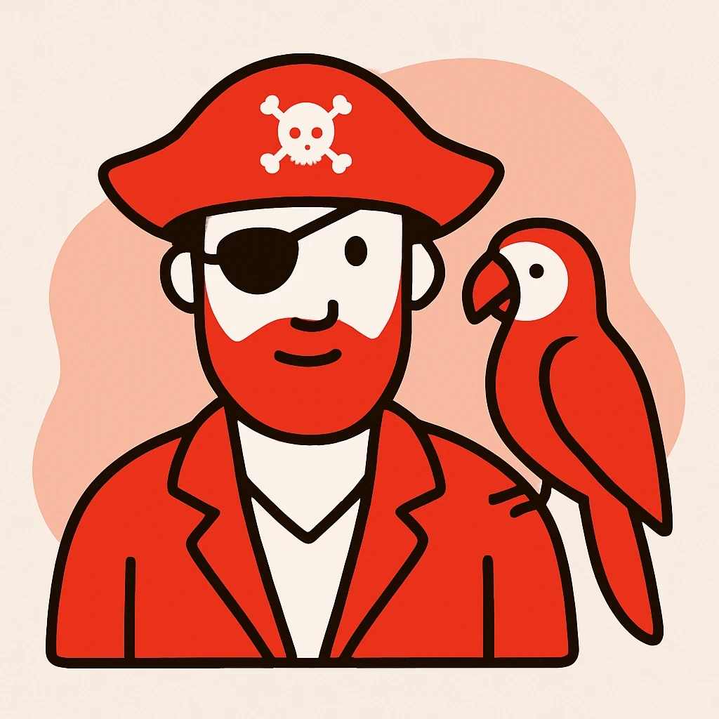 pirate with eye patch and parrot emoji