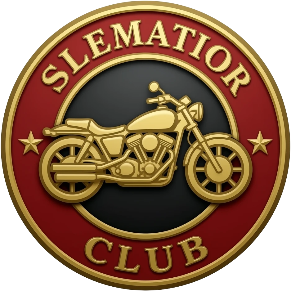 Red and gold motorcycle club back patch set emoji