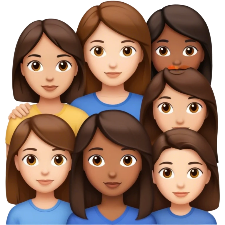 Friends with brunette hair emoji