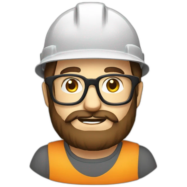 brown hair beard glasses hardhat square-shirt emoji