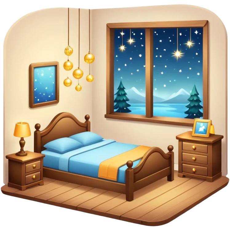 cozy room with furniture and sparkles floating above the furniture emoji