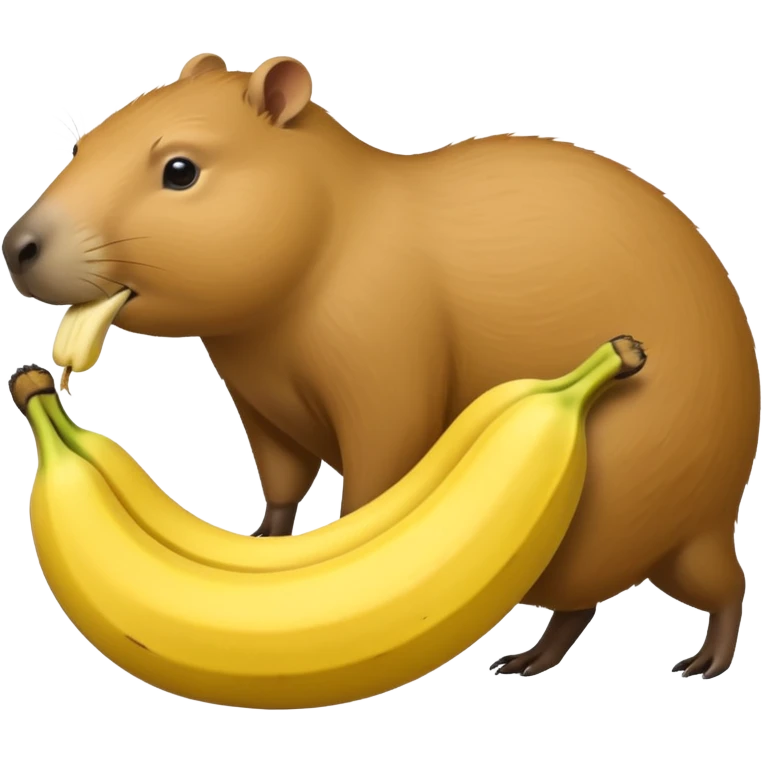 A capy is using banana to attack another capy below it emoji