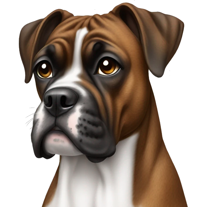 Brindle boxer dog with white flash on right side of face  emoji